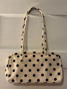 Baggu Bowler Bag cream with black polka dots NWOT
